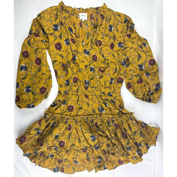 Misa Los Angeles, Lorena Dress Yellow Floral Boho Chic Medium Orig. $329 - Picture 2 of 10
